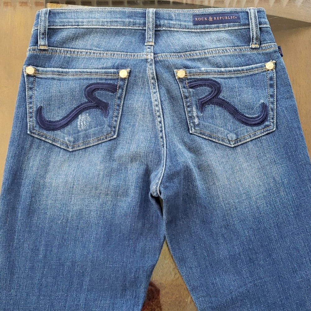 💙 ROCK & REPUBLIC BLUE JEANS PANTS SIZE 4 - Picture 9 of 14